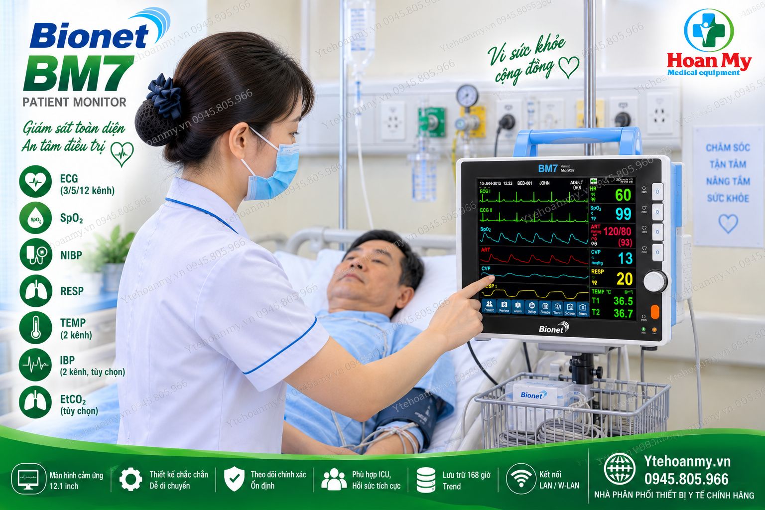 Monitor theo dõi bệnh nhân Bionet BM7